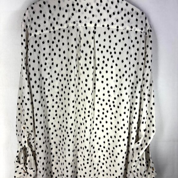 Charter Club White Black Polka Dot Long Sleeve Button Blouse - Picture 5 of 8